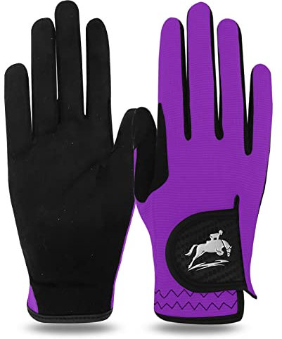 FINGER TEN Reithandschuhe Damen Touchscreen Reithandschuh Erwachsene Ladies Handschuhe Reiten Grip Reiter Fahrradhandschuhe für Reitsport Radfahren Damenreithandschuh Sports (Violett, M)