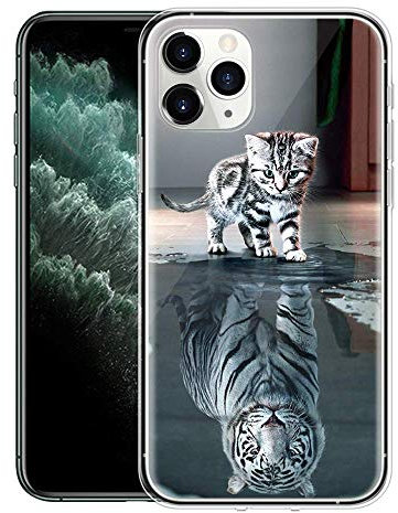 Yoedge Coque pour iPhone 12 Pro Max Transparente avec Motif Etui en Silicone Gel TPU 3D Kawaii Dessin Housse de Protection Ultra Fine Antichoc Cover Case pour Apple iPhone 12Pro Max 6,7, Chat Tigre