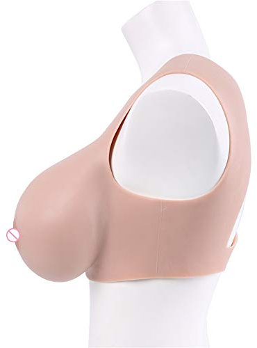 FSYH Crossdressing Breast Forms CEG Cup Round Collar Hollow Vest Silicone Breast Plate Mastectomy Bra Pads Breast Enhancers Silicone Gel Filler,Complexion,G Cup