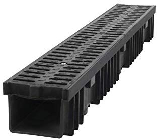 1m Entwässerungsrinne Bodenrinne Terassenrinne Ablauf Höhe 55 / 105mm A15 B125 C250 (Kuststoff/ B125 12,5T, 105mm / 10,5 cm)