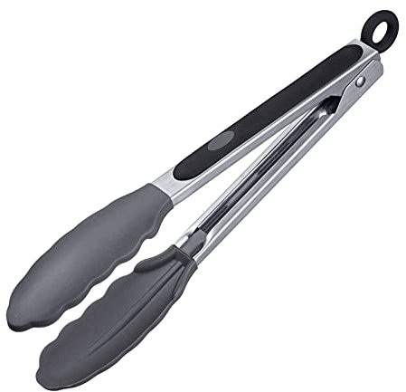 Westmark - Pinza da portata, con zampe in silicone e manici gommati, lunghezza: 21 cm, in acciaio inox/plastica/silicone, Classic Silicone Mini, colore: Argento/Nero, 16162270