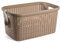 Acan Tradineur - Cesta Colada Rectangular de plástico - Fabricado en España - Capacidad de 35 litros - Estilo Mimbre - 53,5 x 36 x 26,5 cm - Color Marrón