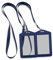 Modixun Lot de 2 porte-badges verticaux en cuir avec double fenêtre transparente pour carte d'identité, 2 cordons de cou amovibles, bleu, (008)