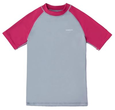HMILES Girls Short Sleeve Rash Vest - Kids UV Swim Top Rash Guard Rashguards Shirt Child Surfshirt Beach T-Shirts Water Sports Swimwear Quickdrying UPF 50+ Pool Workout Sports