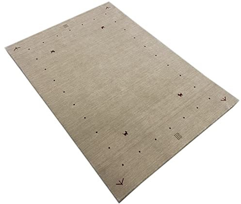 WAWA TEPPICH Handgefertigter orientalischer Gabbeh Teppich aus 100% Wolle Loom Handgewebte 140X200 cm Beige T1