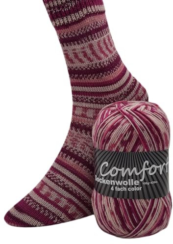 Comfort Wolle Sockenwolle 100gr Knaul 4-Fach 420m Premium Strumpfgarn Made in Italy mit großer bunter Farbauswahl (22-03)