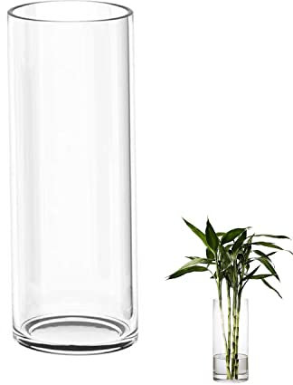 TSKDKIT Jarrón grande de cristal para flores de 30 cm, jarrón cilíndrico transparente para sala de estar, jarrón grande moderno de 30 x 10 cm