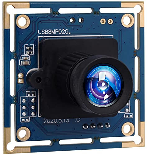 ALPCAM USB Camera Module 8MP No Distortion 75 Degree Lens USB Camera Full HD 2448P Webcam,UVC Compliant Web Camera for Windows/Linux/Mac,Embedded USB Camera for Industrial,Robot,3D Printer Camera