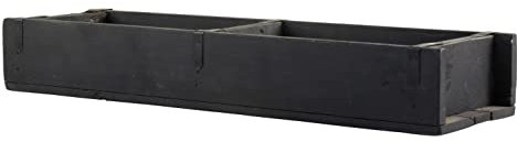 Rungassi Holz Aufbewahrung-Box Ziegelform Vintage Dekoration (2-fach 57x15x8,5cm schwarz)