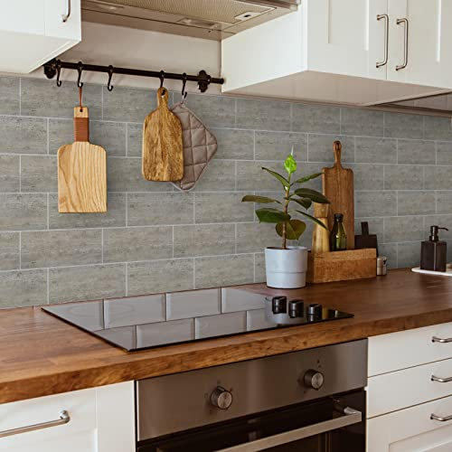 Piastrelle Adesive Cucina Stile Nordico Tortora Piastrelle Adesive Bagno PVC Mattonelle Adesive Impermeabile Piastrelle Adesive Durevole Adesivi Murali 30x15cm/4 pcs
