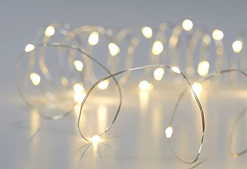 Fachhandel Plus Lichterkette Micro LED Draht mit 10 LEDs Indoor Batteriebetrieb 2 x AA Deko