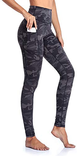 Vimbloom High Waist Leggings Damen Sport Fitness Yogahose Yoga Hose Sporthose Leggins Fitnesshose mit Taschen VI263(Tarngrau,L)