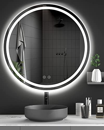Dripex Miroir Rond Salle de Bain avec Eclairage 70cm, Miroir Mural avec Anti-buée, 3 Couleurs Lumière, Dimmable, Fonction Mémoire, HD Verre Trempé, Capteur Tactile, IP44