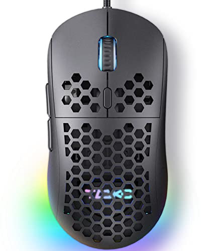 Dierya ×TMKB M1SE Gaming Maus mit Kabel,Gaming Mouse 12800 DPI Optischer Sensor,6 Programmierbare Tasten,Anpassbares RGB Gamer Maus,Ergonomische Gaming-mäuse für PC,Schwarz