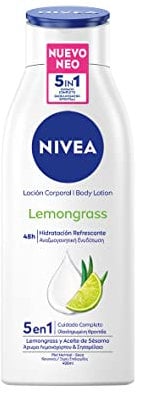 NIVEA Loción Corporal Lemongrass (400 ml), crema corporal con sésamo natural y fragancia de lemongrass, crema hidratante corporal para 72 horas de hidratación refrescante