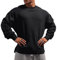 Muscle Alive Herren Basic Langarmshirts Waffel Sweatshirt Lockere Trainieren Zur Seite Fahren Rundhalsausschnitt Shirt Schwarz S