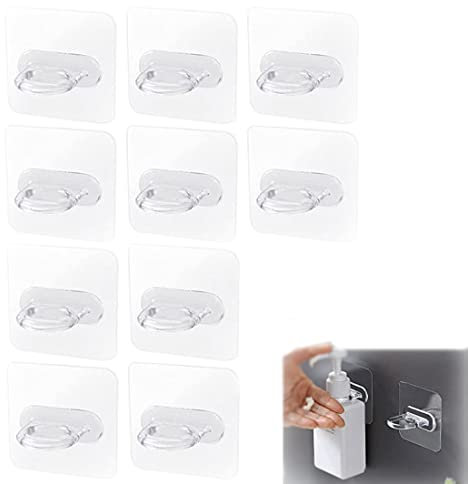 GUSHE 10 Stück Multifunktionale Rundhaken, Selbstklebend Haken, Transparente Klebehaken, Magischer Haken, Wiederverwendbar Wandhaken, Wasserdicht Wunderhaken für Küchen und Badezimmern