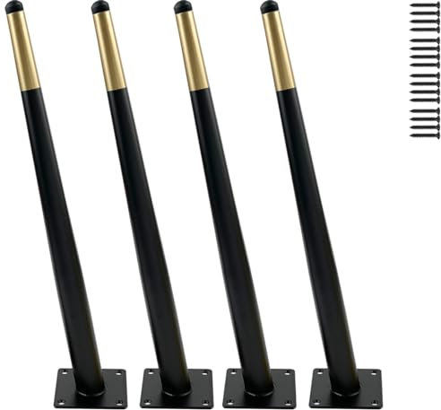 Metal Furniture Legs 28 Inch, Oblique Conical Matte Black Gold Furniture Feet for Desk Breakfast Bar Cabinet Coffee Table Cupboard Kitchen Worktop Couch Home DIY Projects Decor Mid-Century Style