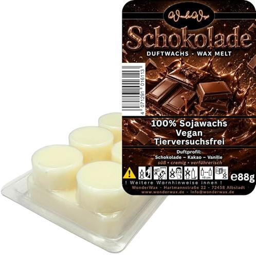 WonderWax® Duftriegel 6 x Duftwachs Kreise Weiß Schokoladentraum | Farbe: Weiß | Raumduft für Duftlampen, Wax Melt, Sojawachs, Indoor Duftöl Wachs schmelzen für Aromalampe