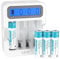 czvv Rechargeable AA Lithium Batteries 1,5V - High Capacity 3500mWh 4 Pack Battery with LCD Ultra Fast Charger 2H - Long Life 10 Years,1300 Cycle, Constant Output, Mouse, Keyboard, Gamepad