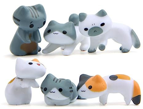BYNYXI 6 Stück Katze Figuren Deko, Mini Tier Spielzeug Set Realistische Katze Tiere Figuren Set Miniatur Kätzchen Ostereier für Kinder Katzenliebhaber Home Auto Deko