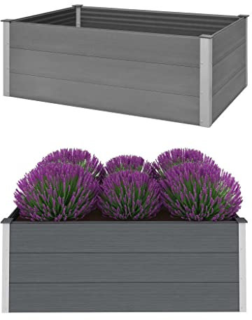 Hommdiy Garten-Hochbeet WPC,Pflanzkasten Blumenkasten Gemüsebeet Pflanzkübel Gartenbeet Pflanzbeet (Grau-150 x 100 x 54 cm)