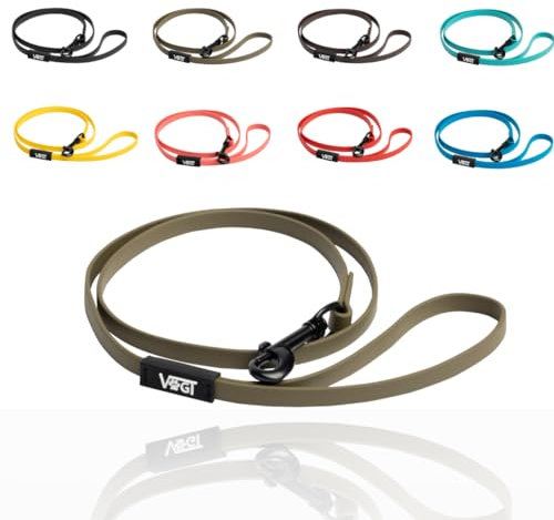 VOGT-Führleine | inklusive Videokurs von André Vogt | Leinenführigkeit, enstpannt an der Leine | original Biothane | 1m schlicht und leicht(Oliv)