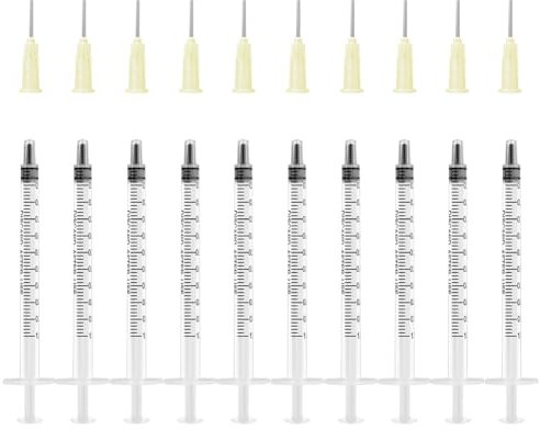OFFCUP Spritzen-Set mit stumpfer Nadel, 10pcs Spritze 1ml und Kanüle, Plastiktube Einwegspritzen Kunststoff Spritze für Flüssigkeiten, Hobby, Modellbau und Heimwerk