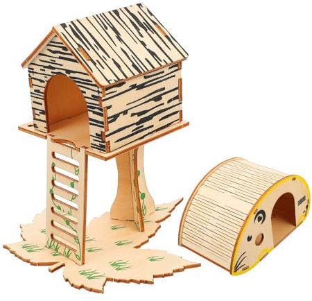 minkissy 2stücke Hamsterhaus Für Kleine Haustiere Versteckspielzeug Mit Klettergerüst Und Schlafplatz Zubehör Für Hamster Und Andere Kleintiere