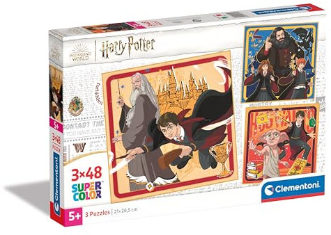 Clementoni Harry Potter Puzzle 3 x 48 Teile - Puzzle 32 x 22 cm für Kinder ab 5 Jahre - buntes Kinderpuzzle mit besonderer Leuchtkraft & Farbintensität 25312