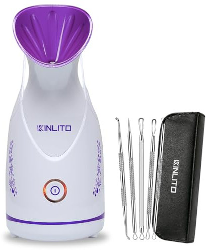 KINLITO - Vaporizzatore facciale nano ionico con nebbia calda, umidificatore portatile per una pulizia profonda, sblocca i pori con rimozione dei punti neri, kit per aromaterapia per casa, SPA