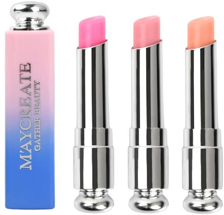 3 Stück Magischer Lippenstift mit Farbwechsel, Lippenbalsam Set, Magisches Lippen Feuchtigkeitscreme, Lang Anhaltende Lippenfeuchtigkeit für Frauen Mädchen