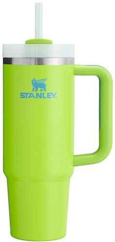 Stanley Quencher H2.0 FlowState vakuumisolierter Becher aus Edelstahl mit Deckel und Trinkhalm, für Wasser, Eistee oder Kaffee, Smoothie und mehr, leuchtende Limette, 887 ml