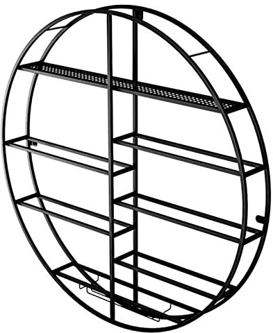 Générique Casier à vin Rond Noir | Porte-gobelet en Verre à vin Suspendu Mural | Étagère de Rangement en métal pour Bouteilles de vin | Bar Cave à Vin Cuisine (80x11x80cm)