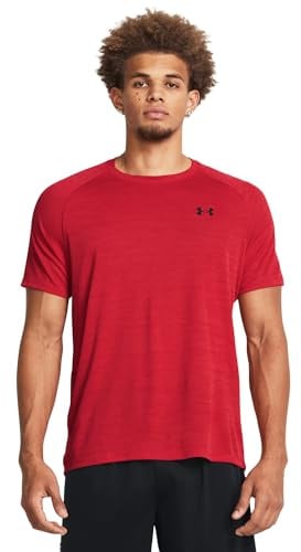 Under Armour - - Kurzärmliges Tech-Struktur-T-Shirt für Herren, Kolorit Red/Black (600), Größe: M Regular