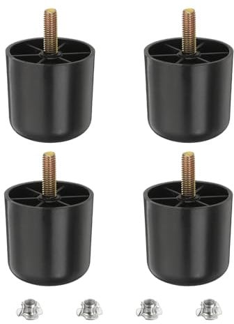 sourcing map 2 Inch Plastic Furniture Legs, Set of 4 Round Tapered Table Sofa Cabinet Bed Legs, Replacement Furniture Couch Feet with M8 Hanger Bolts