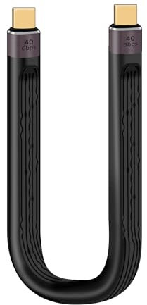 RIIEYOCA 40Gbps USB C a USB C Cable Corto, 100W PD Carga Rápida Tipo C Cable Plano, Soporta 8K@60Hz UHD Salida de Vídeo, Cable Plano Flexible para Teléfonos, Tablets (mm)