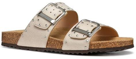 Geox Femme D BRIONIA R I Sandale Plate, Papyrus, 41 EU