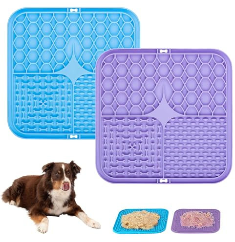 Schleckmatte Hund, Leckmatte Hund mit Saugnapf für Linderung von Hundeangst, Leckmatte für Hunde, Slow Feeder Hundenapf, Mat Slow Feeder für Hunde und Katzen, für Baden, Pflegen und Training, 15CM
