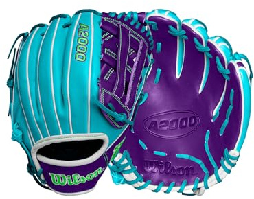 Wilson Inverno 2024 A2000 DW5 - Guanto da baseball Infield da 30,5 cm, colore: foglia di tè, viola, verde, tiro destro