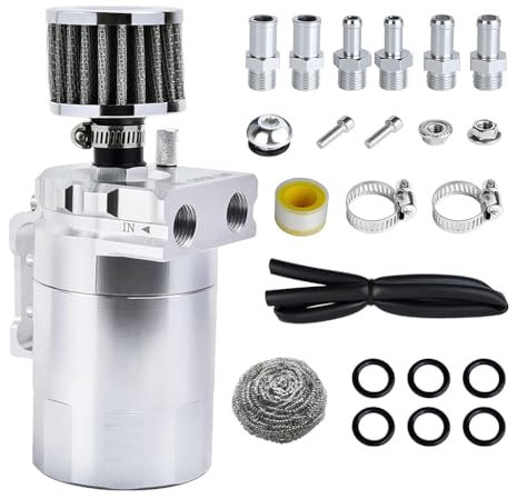 TXQDQSC Auto Oil Catch Can per Alfa Romeo New Giulia GTA m, Serbatoio Dell'Olio Carburante Alluminio Filtro dell'Aria Tubo Flessibile Olio può Accessori,B-Silver