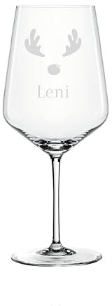 EKM Living Spiegelau & Nachtmann Style Wein Glas personalisiert (Xmas Rentier)
