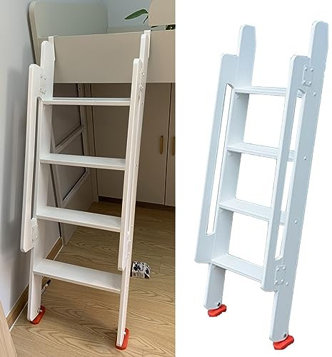 Scala per letto, Scaletta for Letto a Castello di Ricambio in Legno Bianco con Corrimano, Scaletta a Castello for Camper Antiscivolo Universale for Letto Singolo a Soppalco in Dormitorio, Scaletta Int