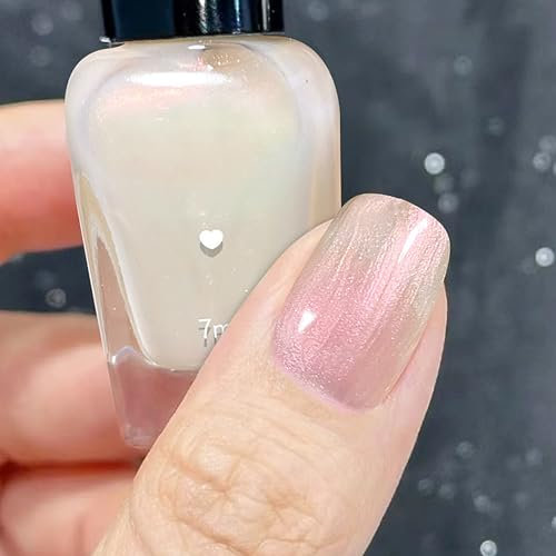 White Pearl Nail Polish Chrome Nail Varnish, Quick Dry Aurora White Polish Pearlescent Water-Based Pearl Varnish for Art Home
