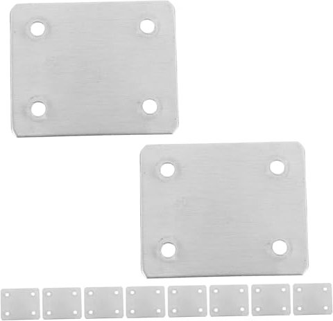 BUGUUYO Lot De 10 Plaques De Fixation Droites En Acier Inoxydable Pour Meubles En Bois Plaques De Jonction Plates Support De Fixation De Remplacement