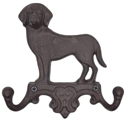 RIXIGOOD Cast Iron Dog Wall Hooks for Hanging, Heavy Duty Dog Leash Holder for Wall Mount Coat Hooks Decorative Key Hanger Vintage Farmhouse Entryway Cute Animal Decor Rustic Brown 1 Pack