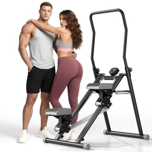 MOMODA Treppenstepper Klettertrainer mit Reistance für Heim-Cardio-Übungen, faltbar