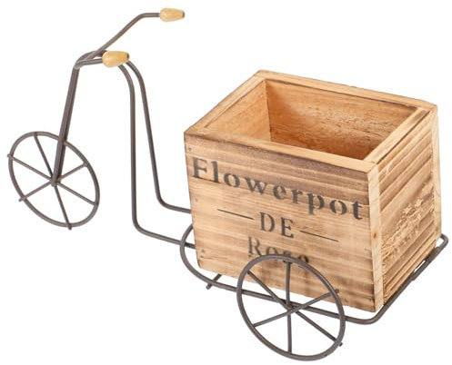 DONFAMDS Scatola Portabiciclette fiore rustico decorazioni floreali supporto per piante da bicicletta Decorazione del giardino porta fiori per bici Vaso da fiori creativo Di legno