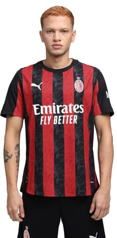 Puma Mens AC Milan Authentic Home Shirt 2025 2026 Adults Red/Black S