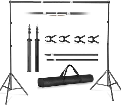 Foto Hintergrund Ständer 2x3m, Verstellbarer Fotohintergrund Ständer | Ausziehbare Querstange, 4 Klemme, Tragetasche, Fotostudio, Produkt Porträt Fotografie, Video